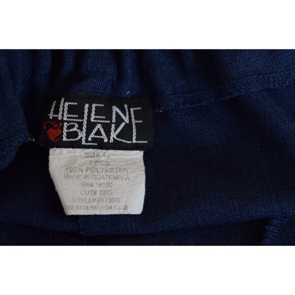 Vintage 80s Blue Gathered Waist Polyester Trousers | 30-34 waist - Picture 8 of 9